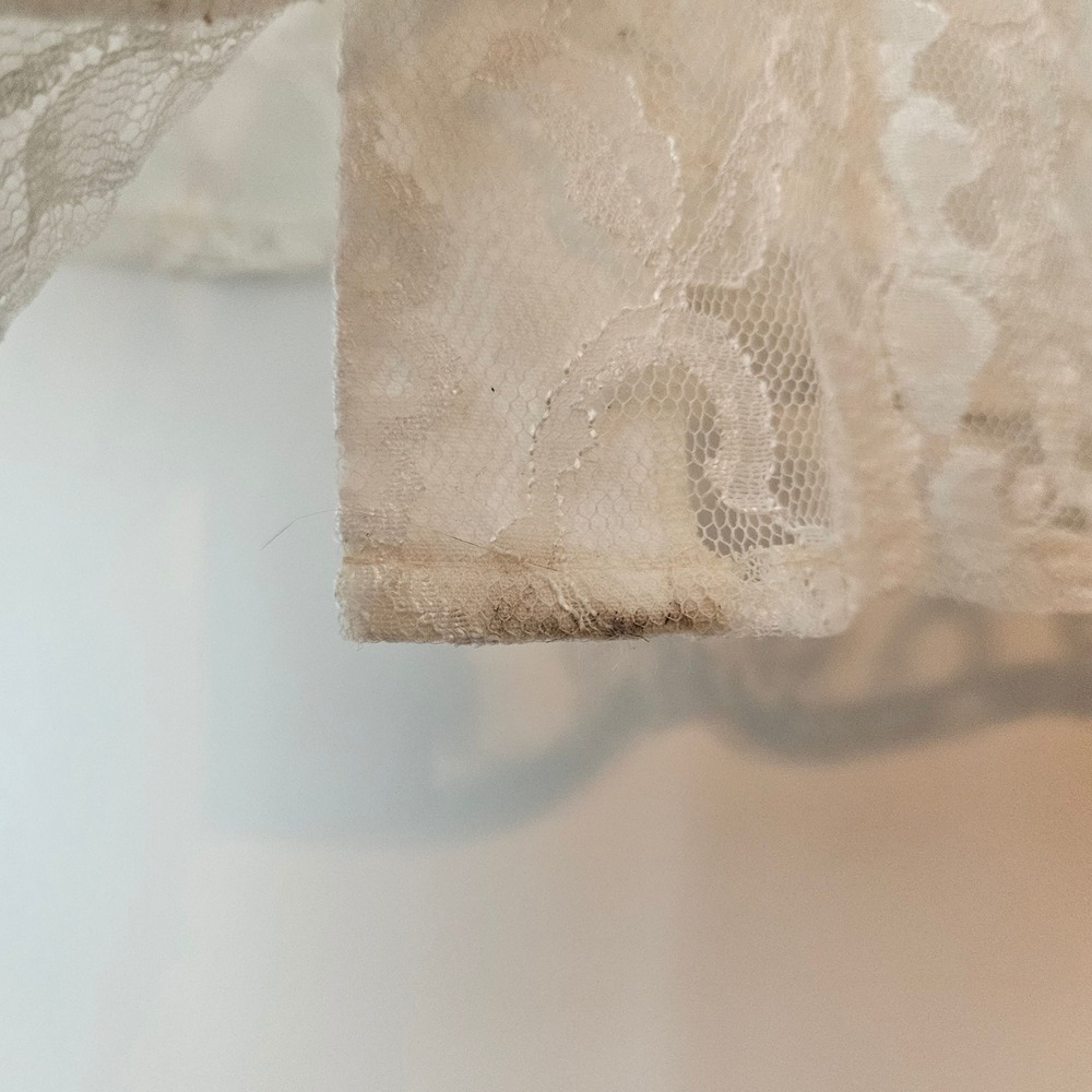 Vintage White Sheer Floral Lace Button Down Large Shirt Top Wedding Delicate - Picture 5 of 11